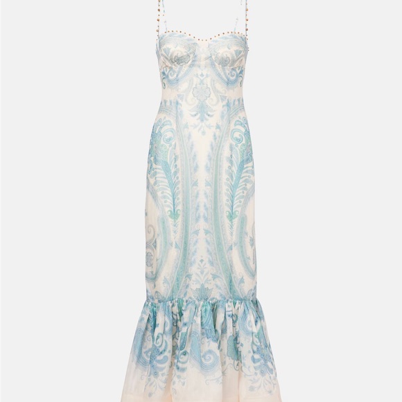 Zimmermann Illuminate bead-embellished paisley-print and linen/silk-blend gown - Picture 1 of 4